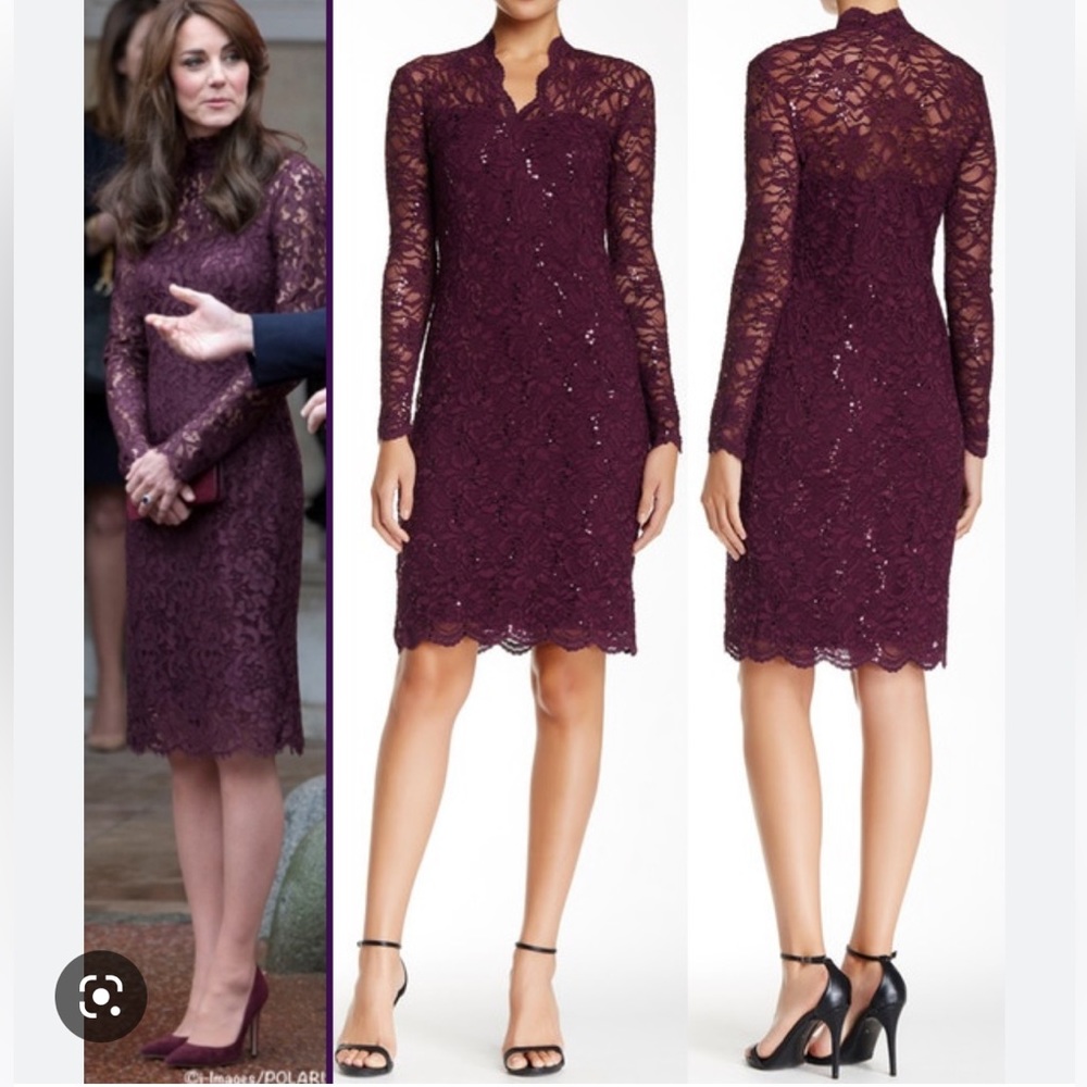 Marina Red Lace Sequin Dress size 8 -NWT - Picture 16 of 17